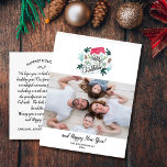 Vrolijk kerstcadeautje Foto nieuwjaar Briefkaart<br><div class="desc">Spread vakantiewaanzin met dit leuke briefkaart met je horizontale foto voorzien van een handgetekende kerstbedekking.  De achterzijde kenmerkt ruimte voor een getypte vakantienota of schrapt en verlaat ruimte om te behandelen.  Voeg ook uw retouradres toe. Fun en modern,  maar eenvoudig en feestelijk - perfect voor het verspreiden van kerstvreugde.</div>