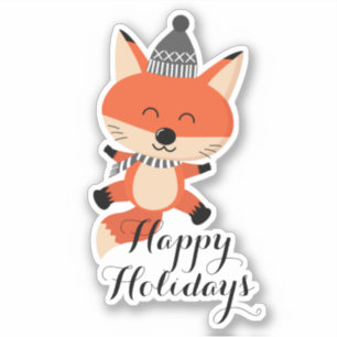 Vrolijk kerstcadeautje Fox ID854 Sticker