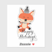 Vrolijk kerstcadeautje Fox ID854 Sticker (Vel)