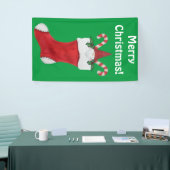 Vrolijk kerstcadeautje gebakken gnoom in Stocking Spandoek (Beurs)