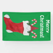 Vrolijk kerstcadeautje gebakken gnoom in Stocking Spandoek (Horizontaal)