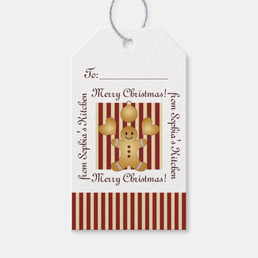 Vrolijk kerstcadeautje Gingerbrood Man Homemade Cadeaulabel (Voorkant)