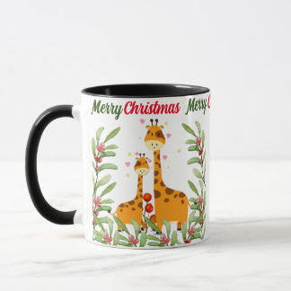 Vrolijk kerstcadeautje Giraffe in een oerwoud Mok