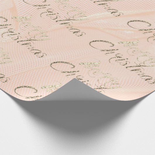 Vrolijk kerstcadeautje Glitter Script Zijderzijde Cadeaupapier (Hoek)