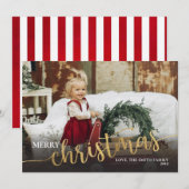 Vrolijk kerstcadeautje Gold foil kerst Kaart (Voorkant / Achterkant)