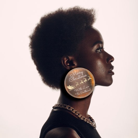 Vrolijk kerstcadeautje GoldSinterrenrendieren Ronde Sticker