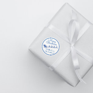 Vrolijk kerstcadeautje Grijze Slaay Santa Deer Whi Ronde Sticker