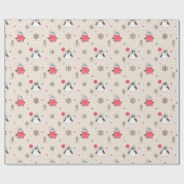 Vrolijk kerstcadeautje Happy Penguin in Petten Roz Cadeaupapier (Vlak)