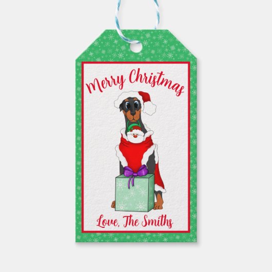 Vrolijk kerstcadeautje in kerstmis cadeaulabel (Voorkant)