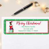 Vrolijk kerstcadeautje in kerstmis etiket