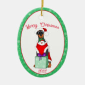 Vrolijk kerstcadeautje in kerstmis keramisch ornament (Voorkant)