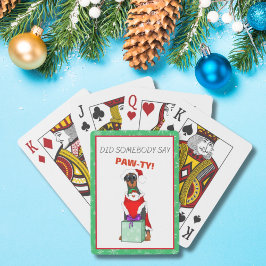 Vrolijk kerstcadeautje in kerstmis pokerkaarten
