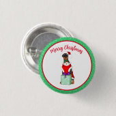 Vrolijk kerstcadeautje in kerstmis ronde button 3,2 cm (Voorkant /achterkant)