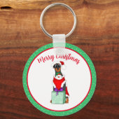 Vrolijk kerstcadeautje in kerstmis sleutelhanger (Voorkant)
