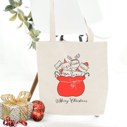 Vrolijk kerstcadeautje in Santa Sack | FEESTDAGEN Tote Bag