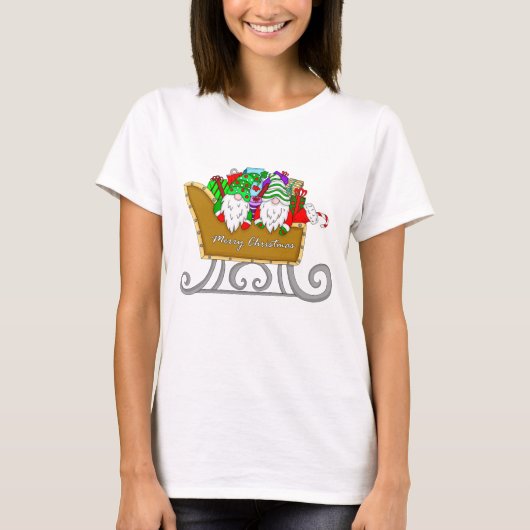 Vrolijk kerstcadeautje in Sleigh T-shirt (Voorkant)