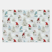 Vrolijk kerstcadeautje in sneeuw inpakpapier vel (Voorkant)