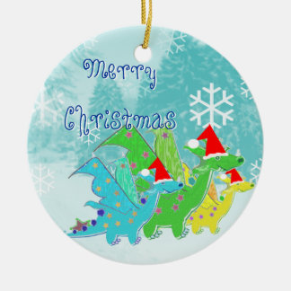 Vrolijk kerstcadeautje keramisch ornament