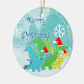 Vrolijk kerstcadeautje keramisch ornament (Links)