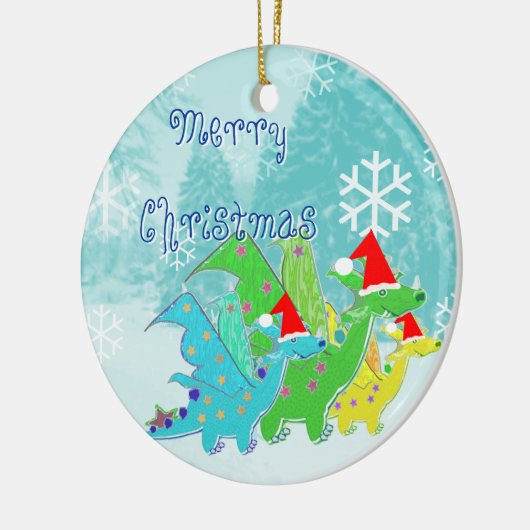 Vrolijk kerstcadeautje keramisch ornament (Links)