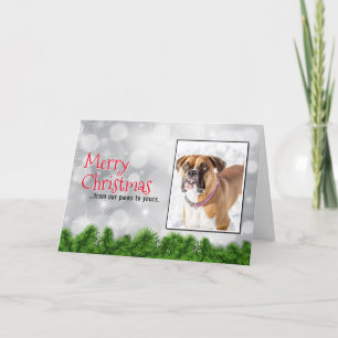 Vrolijk kerstcadeautje - kerst bij de Boxer Dog Bedankkaart