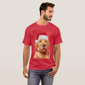 Vrolijk kerstcadeautje Labrador Puppy in Santa Hat T-shirt (Voorkant volledig)