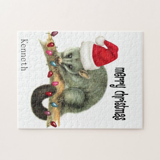 Vrolijk kerstcadeautje legpuzzel (Horizontaal)