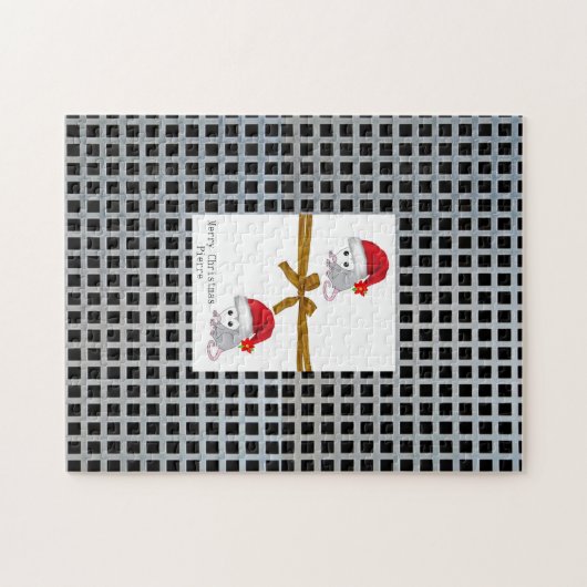 Vrolijk kerstcadeautje legpuzzel (Horizontaal)