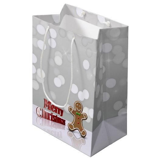 Vrolijk kerstcadeautje Medium Gift Bag Cadeauzakje (Voorkant Gekanteld)