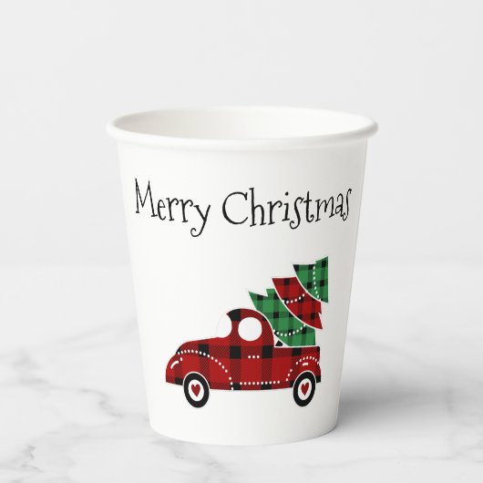 Vrolijk kerstcadeautje met Antiek kerstcadeau Papieren Bekers (Achterkant)