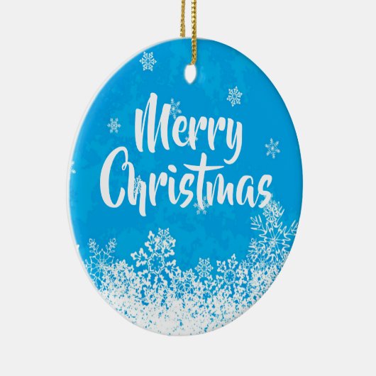 Vrolijk kerstcadeautje met blauwe bomen / sierlijk keramisch ornament (Rechts)