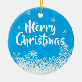 Vrolijk kerstcadeautje met blauwe bomen / sierlijk keramisch ornament