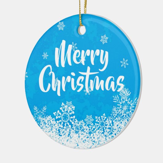 Vrolijk kerstcadeautje met blauwe bomen / sierlijk keramisch ornament (Links)