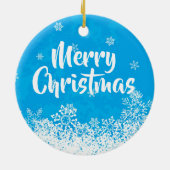 Vrolijk kerstcadeautje met blauwe bomen / sierlijk keramisch ornament (Achterkant)