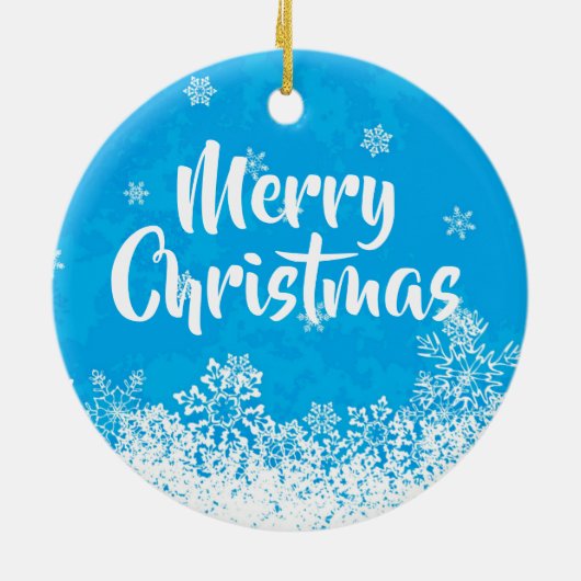 Vrolijk kerstcadeautje met blauwe bomen / sierlijk keramisch ornament (Achterkant)