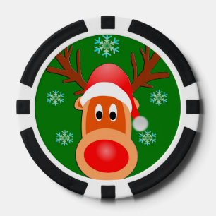 Vrolijk kerstcadeautje met deer Clay Poker-chips,  Pokerchips
