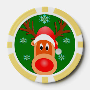 Vrolijk kerstcadeautje met deer Clay Poker-chips, Pokerchips