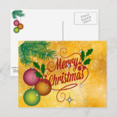 Vrolijk kerstcadeautje met een gouden vormgeving briefkaart (Voorkant / Achterkant)