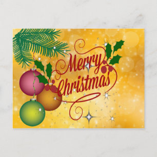 Vrolijk kerstcadeautje met een gouden vormgeving briefkaart