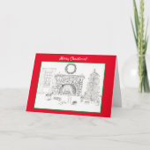 Vrolijk kerstcadeautje met een woonkamer met een c kaart (Voorkant)