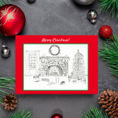 Vrolijk kerstcadeautje met een woonkamer met een c kaart