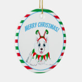 Vrolijk kerstcadeautje met Elf Headband Keramisch Ornament (Rechts)