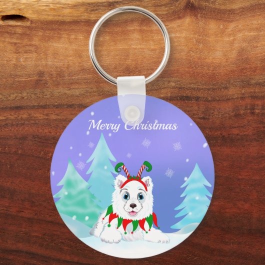 Vrolijk kerstcadeautje met Elf Headband Sleutelhanger (Voorkant)