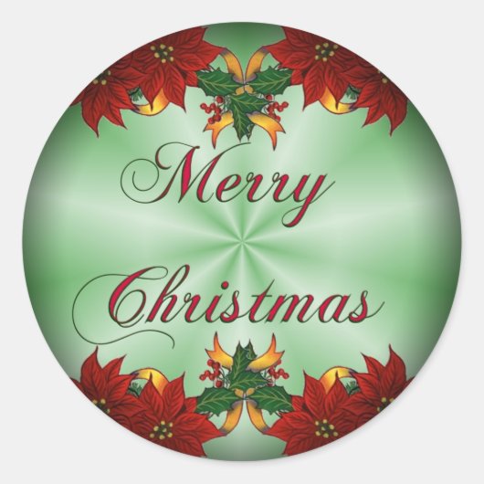 Vrolijk kerstcadeautje met flauwval ronde sticker (Voorkant)