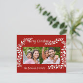 Vrolijk kerstcadeautje met fotokaart briefkaart (Staand voorkant)