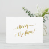 Vrolijk kerstcadeautje met Gold Foil script Feestdagenkaart (Staand voorkant)