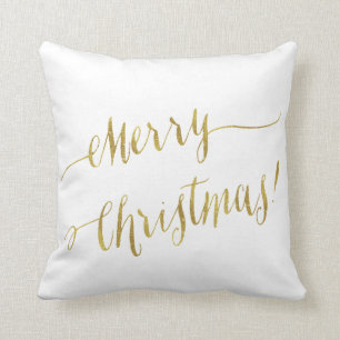 Vrolijk kerstcadeautje met Gold Foil script Kussen