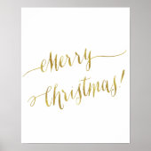 Vrolijk kerstcadeautje met Gold Foil script Poster (Voorkant)