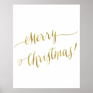Vrolijk kerstcadeautje met Gold Foil script Poster