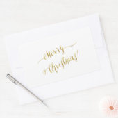 Vrolijk kerstcadeautje met Gold Foil script Rechthoekige Sticker (Envelop)